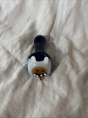 Handmade Adventure Time Jake the Dog Glass Spoon Piece - Blue & White
